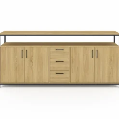 Buffet XXL bois et noir style industriel 180 cm 4 portes et tiroirs*IDMarket Sale