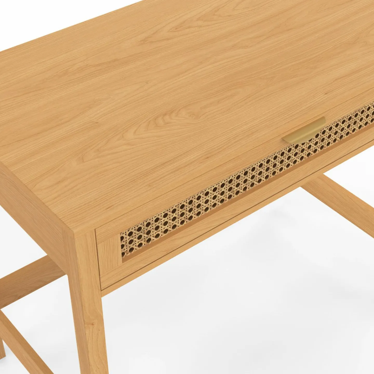 Bureau 1 tiroir bois et cannage 90*50*IDMarket Best