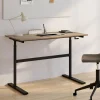 Bureau assis debout à manivelle hauteur réglable 70 - 120 cm bois façon hêtre et noir*IDMarket Hot