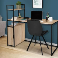 Bureau avec bibliothèque style industriel*IDMarket New