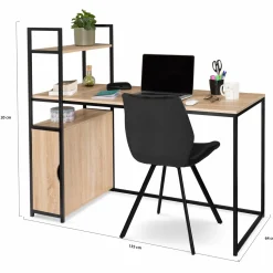 Bureau avec bibliothèque style industriel*IDMarket New