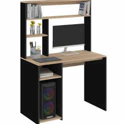 Bureau avec rangements noir et bois*IDMarket Hot