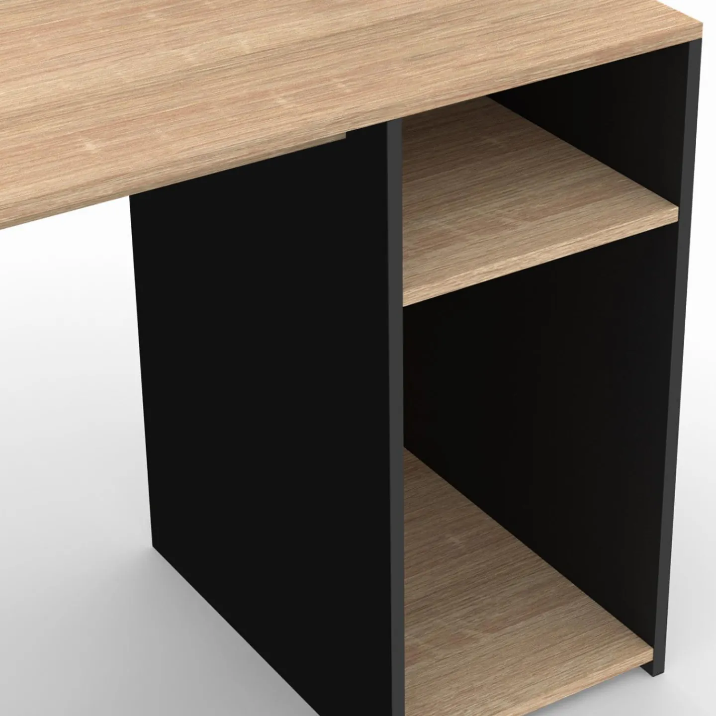 Bureau avec rangements noir et bois*IDMarket Hot