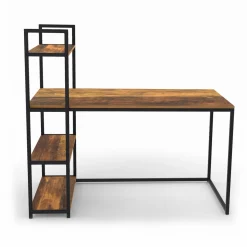 Bureau avec étagères style industriel effet bois vieilli*IDMarket New