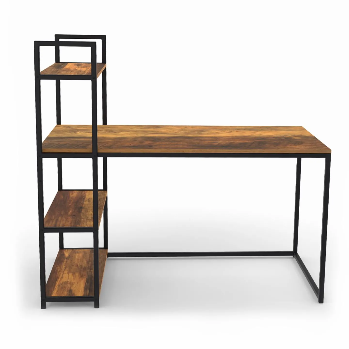 Bureau avec étagères style industriel effet bois vieilli*IDMarket New