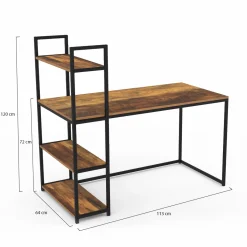Bureau avec étagères style industriel effet bois vieilli*IDMarket New