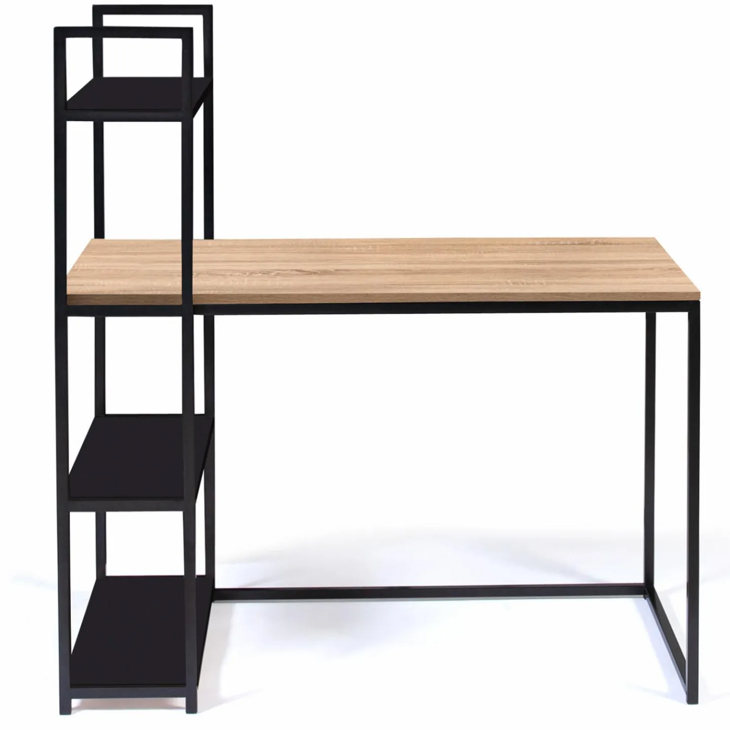 Bureau avec étagères style industriel en bois et métal noir*IDMarket Outlet