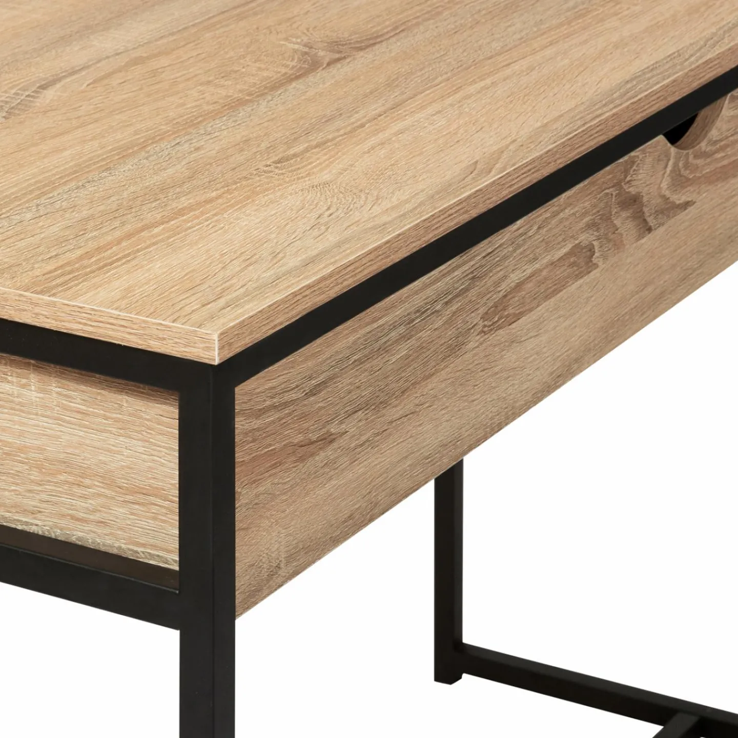Bureau avec tiroir en métal noir et bois*IDMarket Clearance