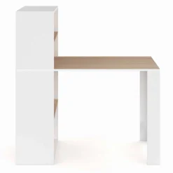 Bureau bibliothèque bois façon hêtre et blanc*IDMarket