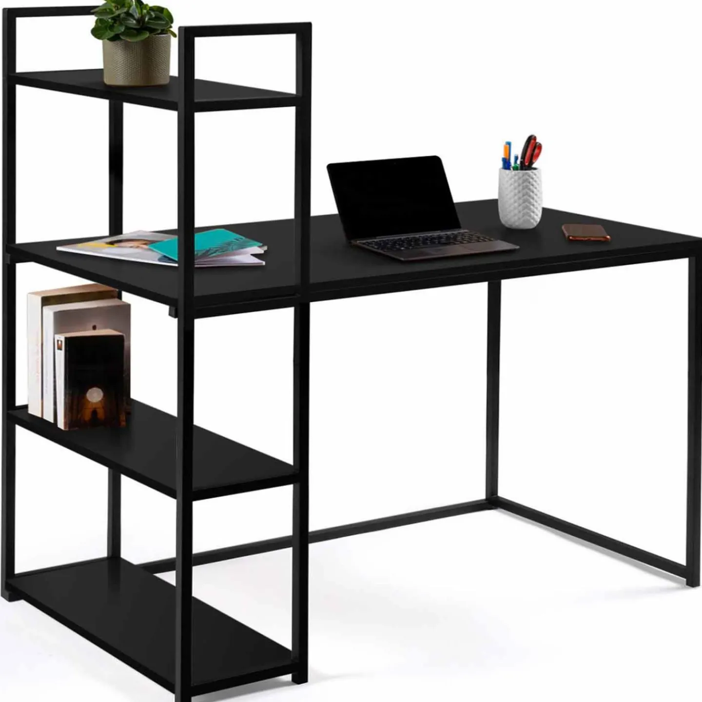 Bureau bibliothèque noir design industriel*IDMarket Hot