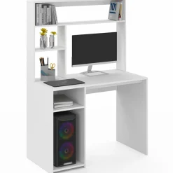 Bureau blanc avec étagères de rangement*IDMarket Sale