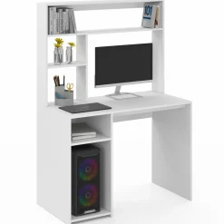 Bureau blanc avec étagères de rangement*IDMarket Sale