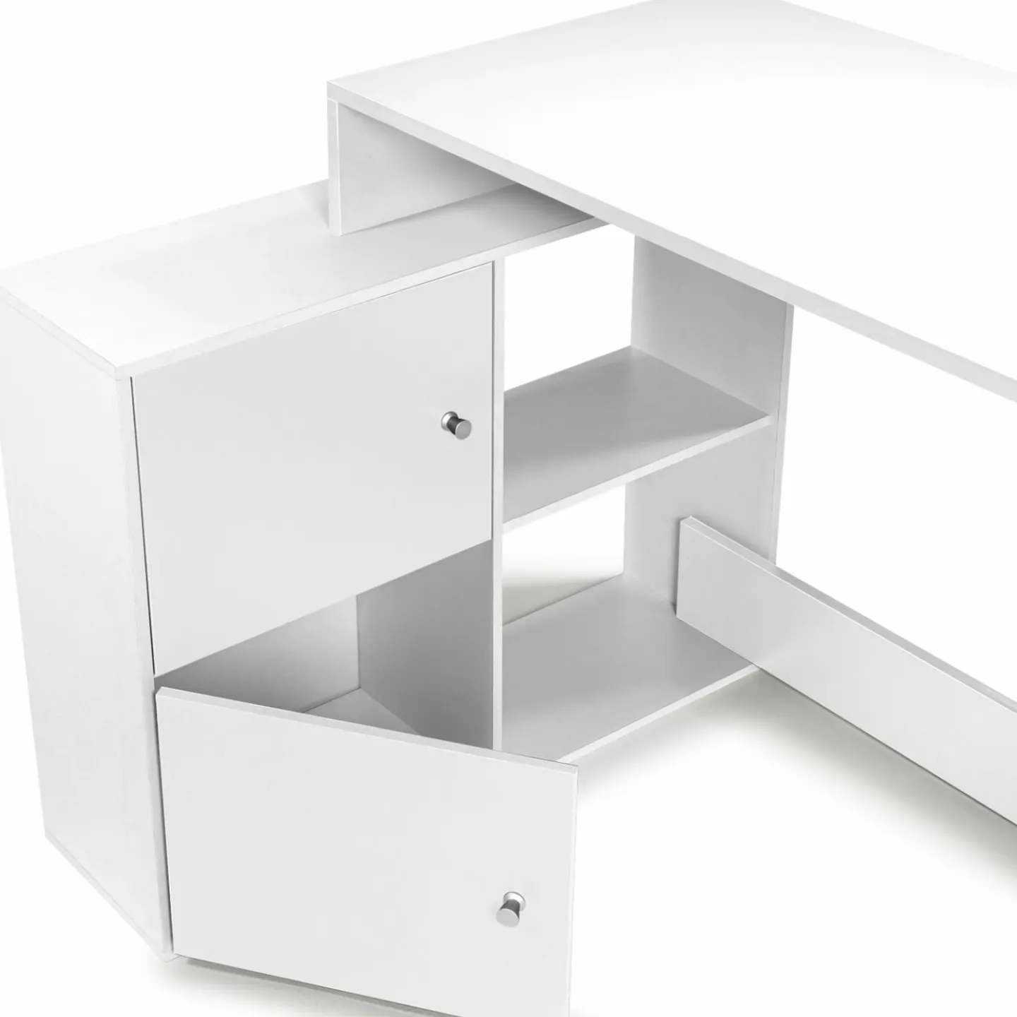 Bureau d'angle avec rangement blanc*IDMarket Hot