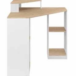Bureau d'angle avec rangements blanc et façon hêtre*IDMarket Discount