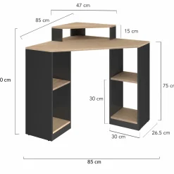 Bureau d'angle avec rangements noir et façon hêtre*IDMarket