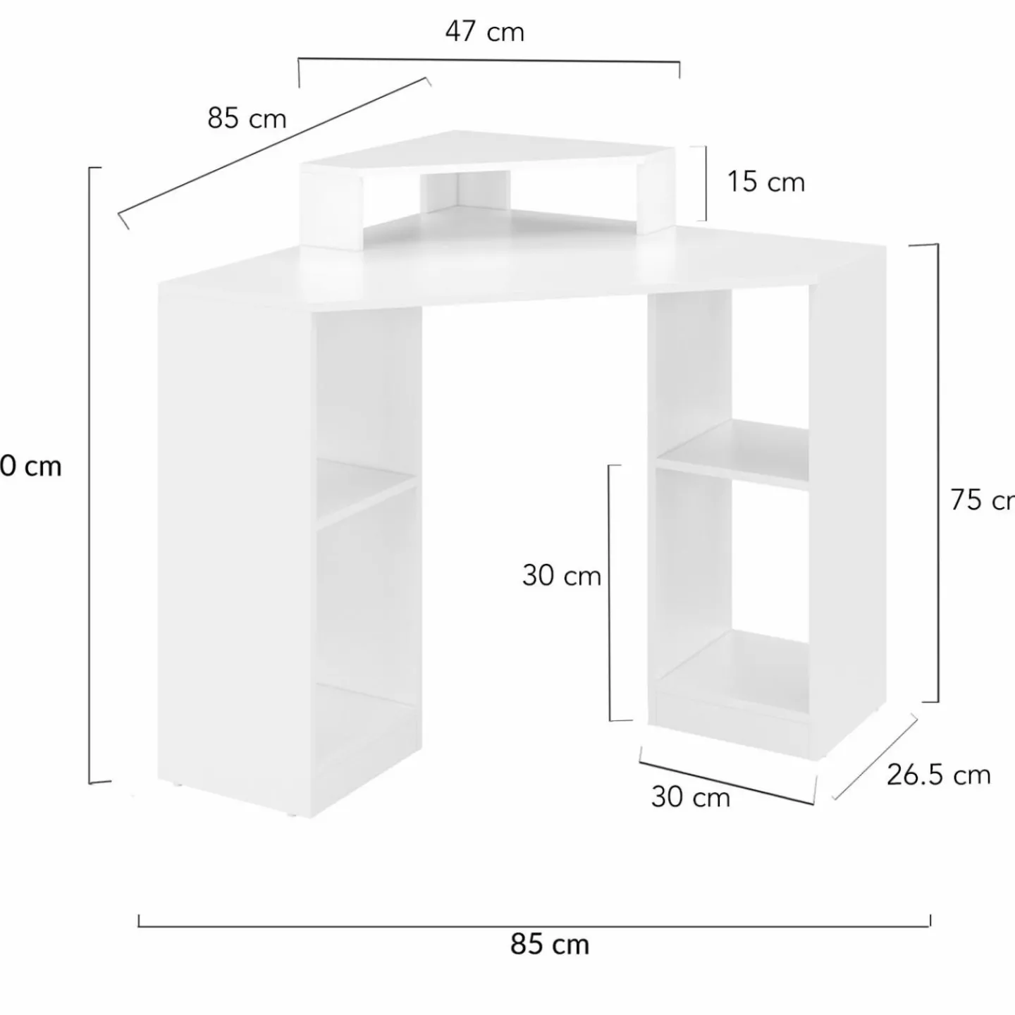Bureau d’angle blanc avec rangement*IDMarket Online