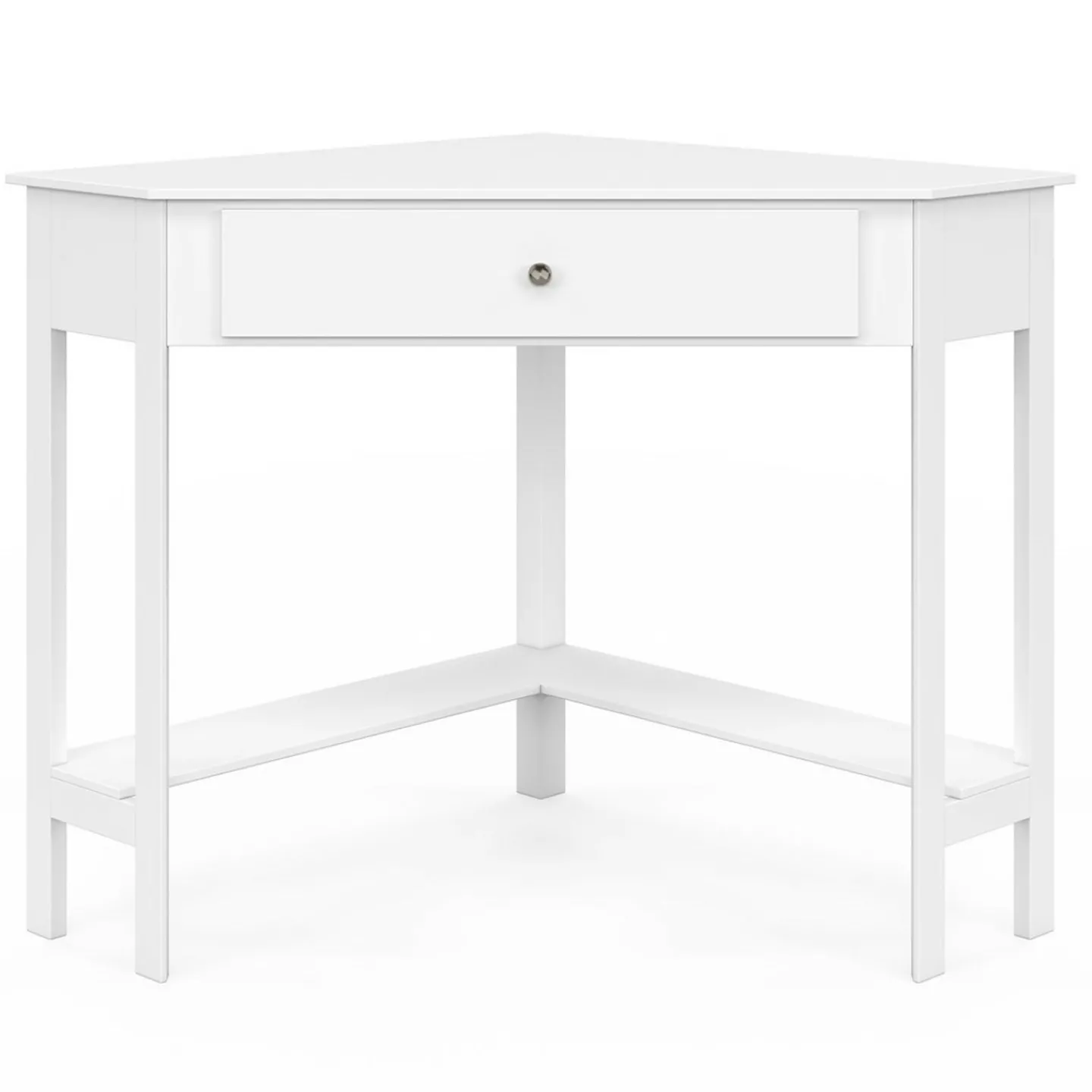 Bureau d'angle gain de place bureau informatique blanc avec rangements et 1 tiroir*IDMarket Sale