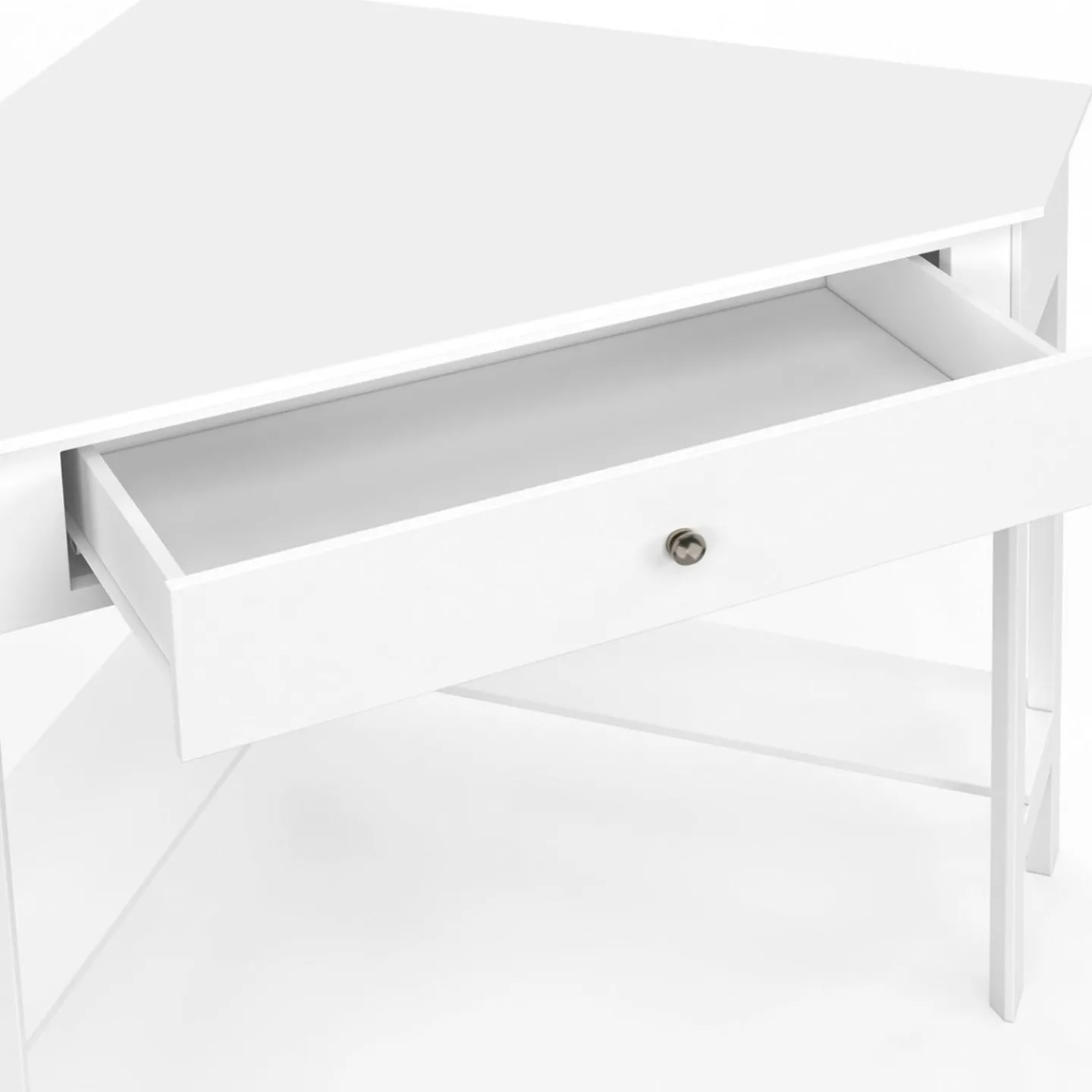 Bureau d'angle gain de place bureau informatique blanc avec rangements et 1 tiroir*IDMarket Sale