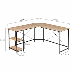 Bureau d’angle industriel avec étagère bois et métal*IDMarket New