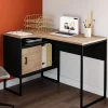 Bureau d’angle industriel métal noir et bois façon hêtre*IDMarket