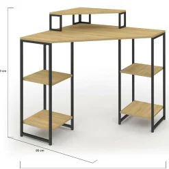 Bureau d'angle industriel avec rangements bois et métal noir*IDMarket Sale