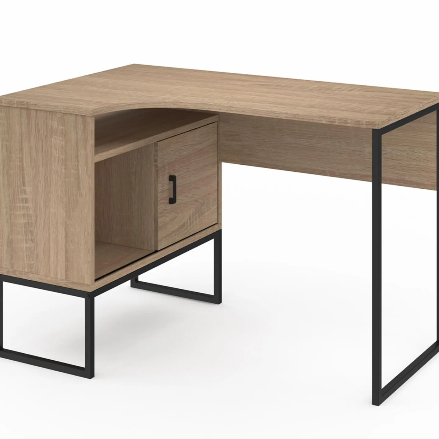 Bureau d'angle industriel noir et façon hêtre*IDMarket Best
