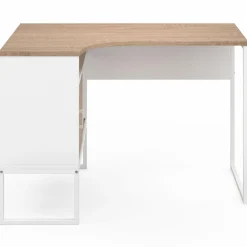 Bureau d’angle industriel métal blanc et bois façon hêtre*IDMarket New