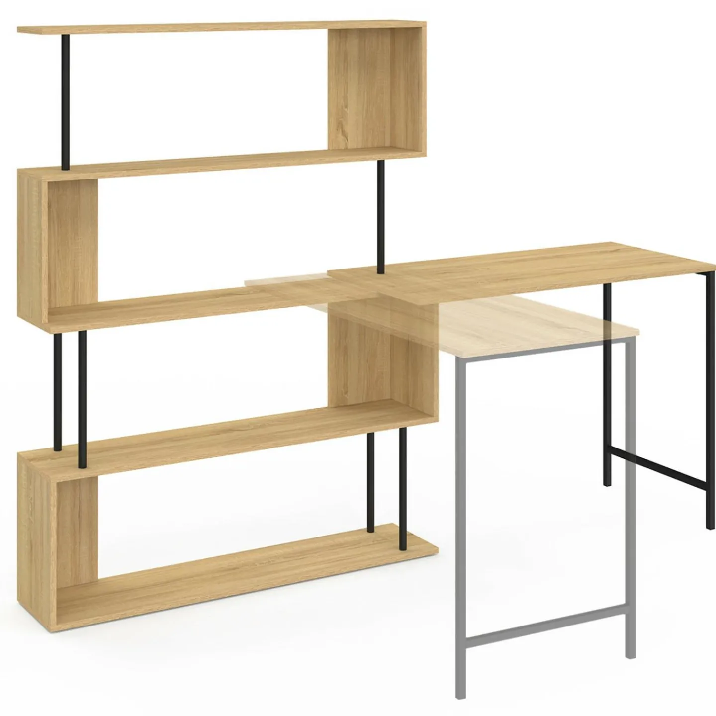 Bureau d'angle industriel rotatif 180° en forme de S*IDMarket Clearance