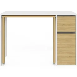 Bureau extensible blanc et bois avec rangements*IDMarket Discount
