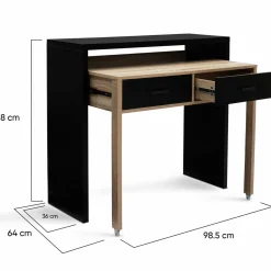 Bureau extensible bois noir et façon hêtre*IDMarket Discount