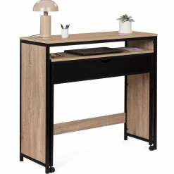 Bureau extensible gain de place 1 tiroir style industriel*IDMarket New