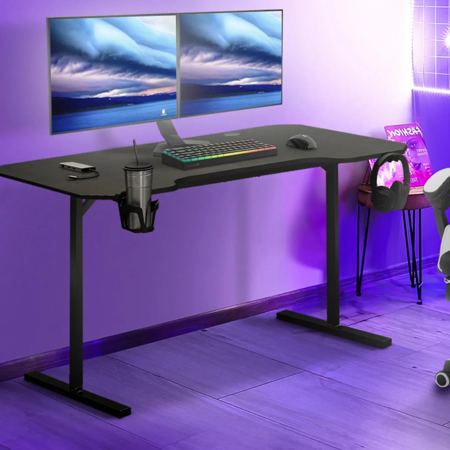 Bureau gamer noir 120 cm*IDMarket New