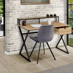 Bureau industriel avec tiroir 110 cm*IDMarket Outlet