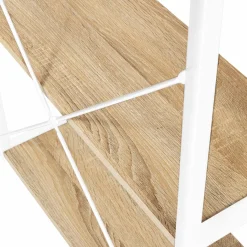 Bureau industriel droit avec plateaux bois et métal blanc*IDMarket Clearance