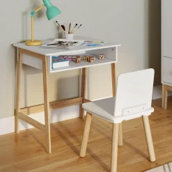 Bureau pour enfant + chaise bois et blanc avec niche*IDMarket Sale