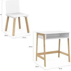 Bureau pour enfant + chaise bois et blanc avec niche*IDMarket Sale