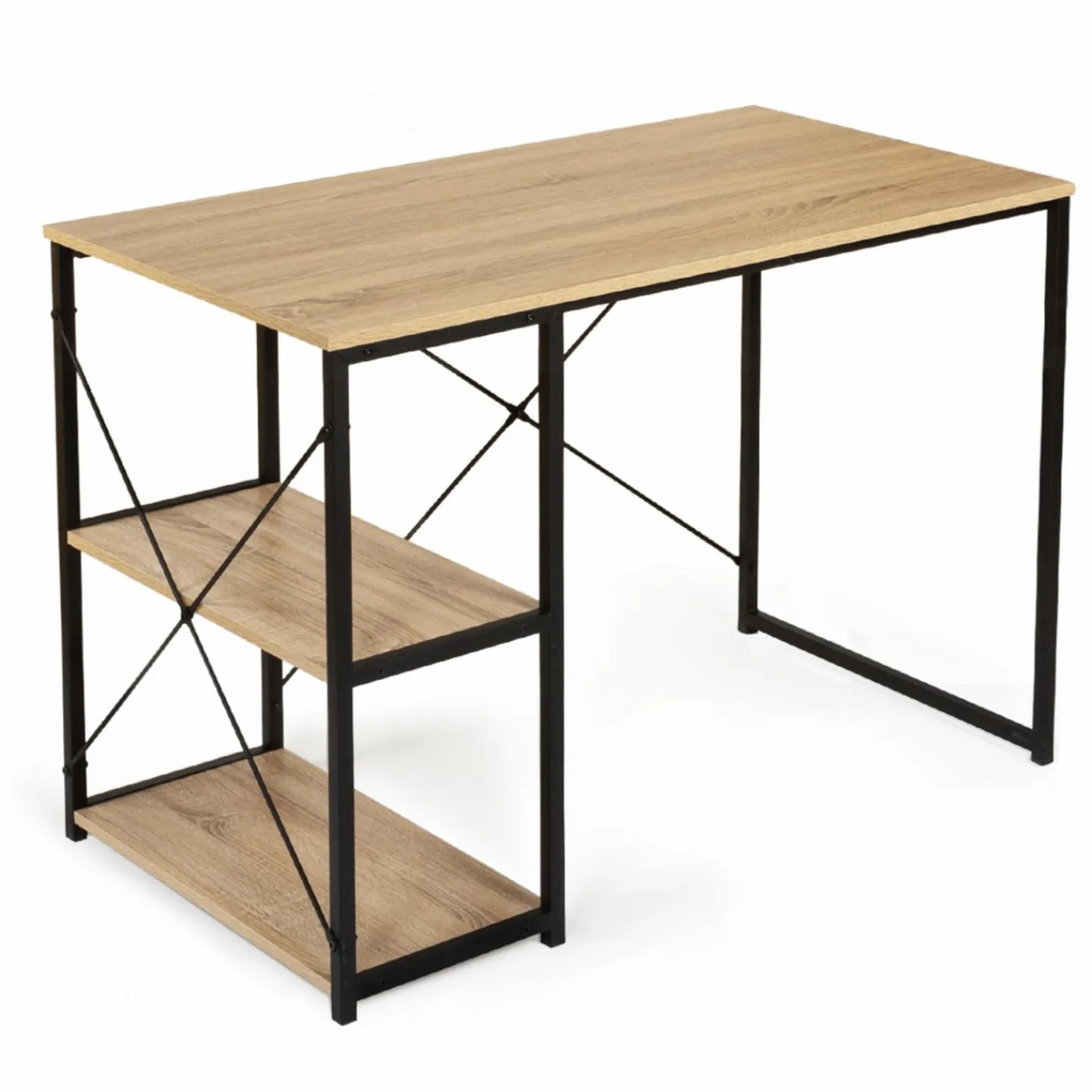 Bureau style industriel en métal et bois avec étagères*IDMarket Sale