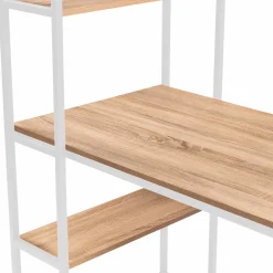 Bureau style industriel en métal blanc et bois avec étagères*IDMarket