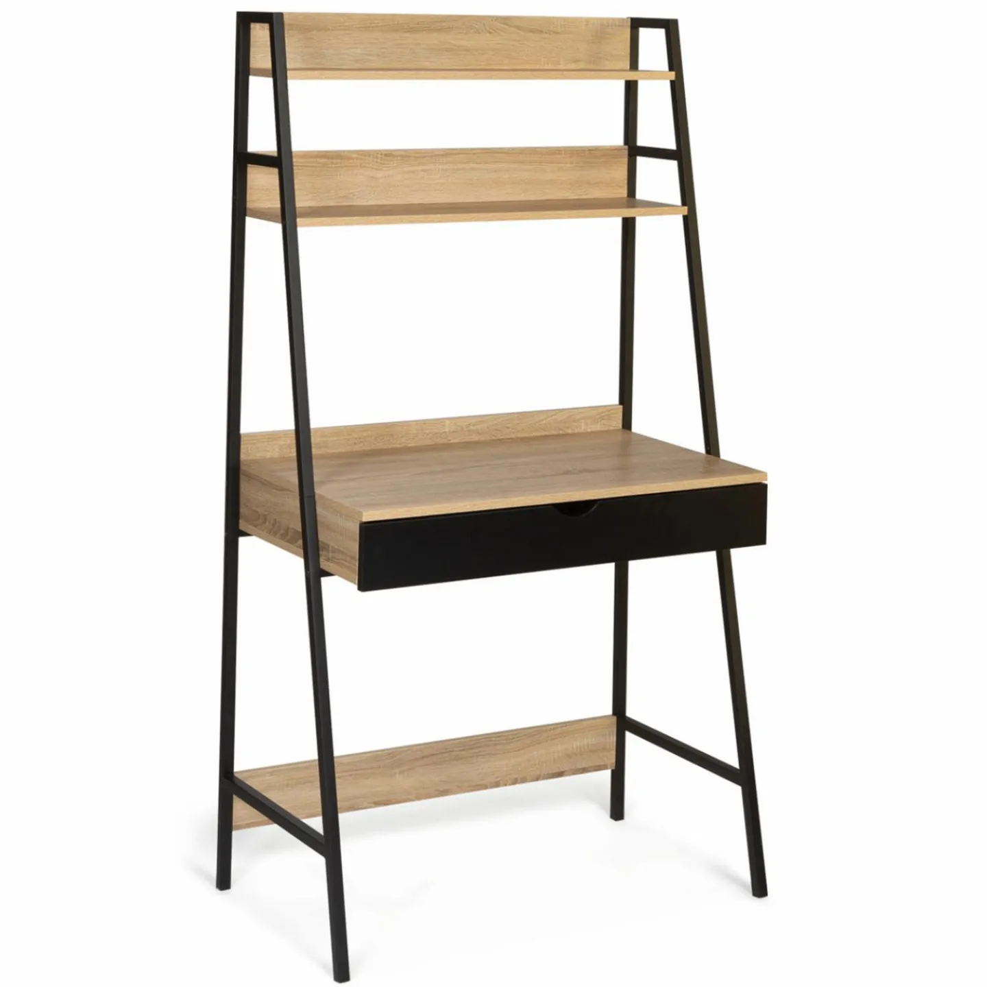 Bureau étagères deux niveaux style industriel*IDMarket Outlet