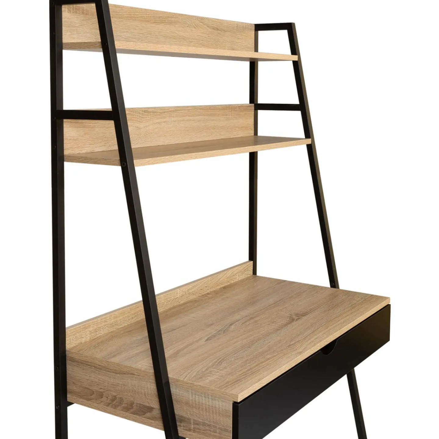 Bureau étagères deux niveaux style industriel*IDMarket Outlet