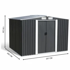 Cabanon de jardin en métal 5,3m² gris*IDMarket