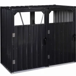 Cache poubelle double en acier gris pour extérieur*IDMarket Outlet