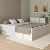 Cadre de lit 180 x 200 cm avec rangements et sommier blanc*IDMarket Discount