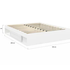 Cadre de lit avec rangements et sommier blanc*IDMarket Clearance