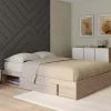 Cadre de lit 140x190 cm avec sommier et rangements en hêtre*IDMarket Hot