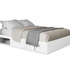 Cadre de lit 140x190 cm avec sommier et rangements blanc*IDMarket Outlet