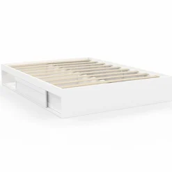 Cadre de lit 140x190 cm avec sommier et rangements blanc*IDMarket Outlet