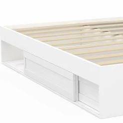 Cadre de lit 140x190 cm avec sommier et rangements blanc*IDMarket Outlet