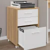 Caisson de bureau bois et blanc avec 3 tiroirs*IDMarket Outlet