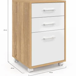 Caisson de bureau bois et blanc avec 3 tiroirs*IDMarket Outlet